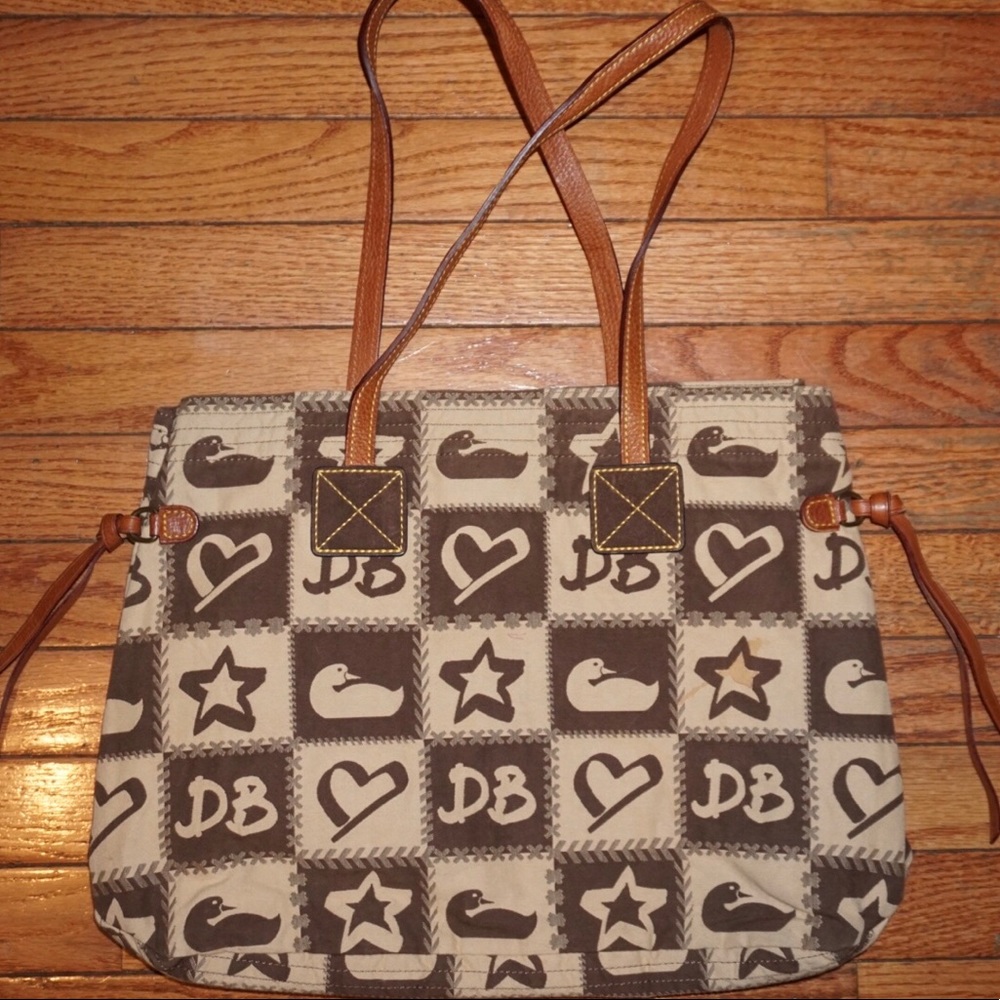 Dooney & Bourke Brown Checkered Victoria Tote Bag - Picture 2 of 3